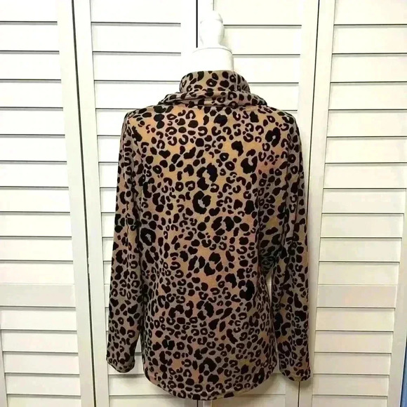 Emily Daniels Leopard Print Cowl Neck Sweater Size Large Tan & Black - Picture 4 of 8